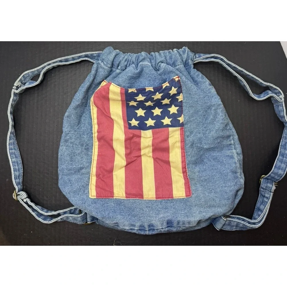 Xhilaration Y2K Jean Denim Backpack With‎ USA Flag VTG